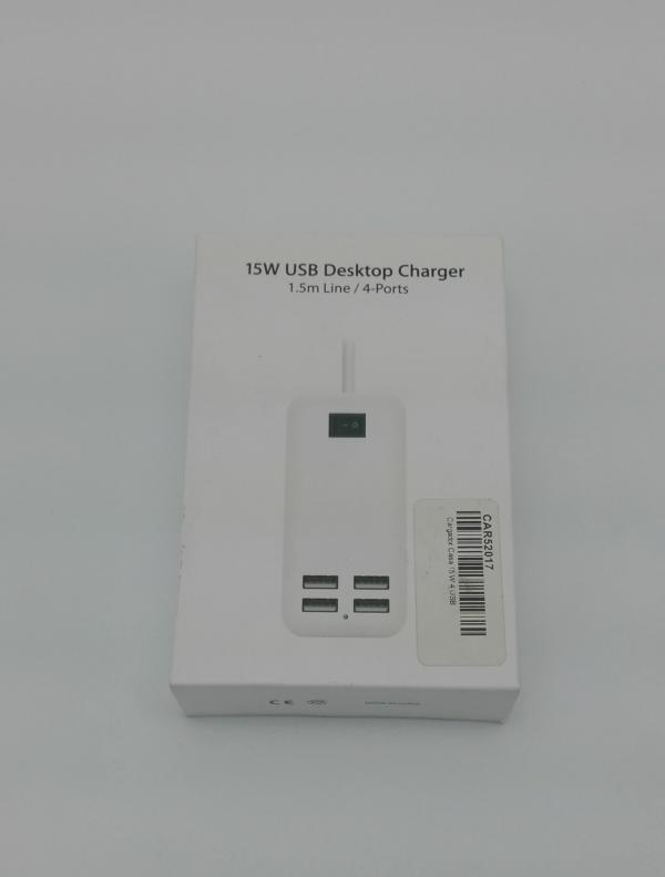 CARGADOR CASA 15 W 4 USB BLANCO