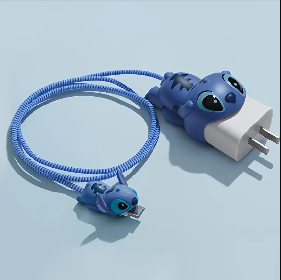 PROTECTOR PARA CABLE DE CARGADOR STITCH AZUL