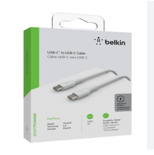 CABLE BOOSTCHERGE BELKIN TIPO C  A TIPO C DE 1M BLANCO