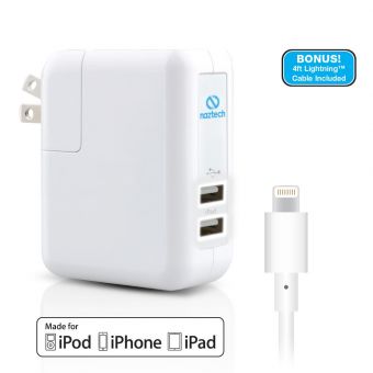 CARGADOR CASA NAZTECH DUAL  IPHONE 5 2X USB BLANCO