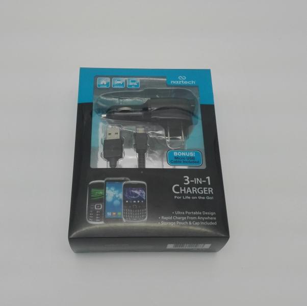 CARGADOR KIT 3 EN1 NAZTECH MICRO NEGRO