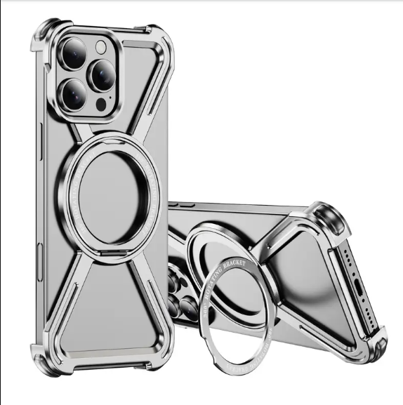 ESTUCHE METALICO IPHONE PRO MAX PLATA