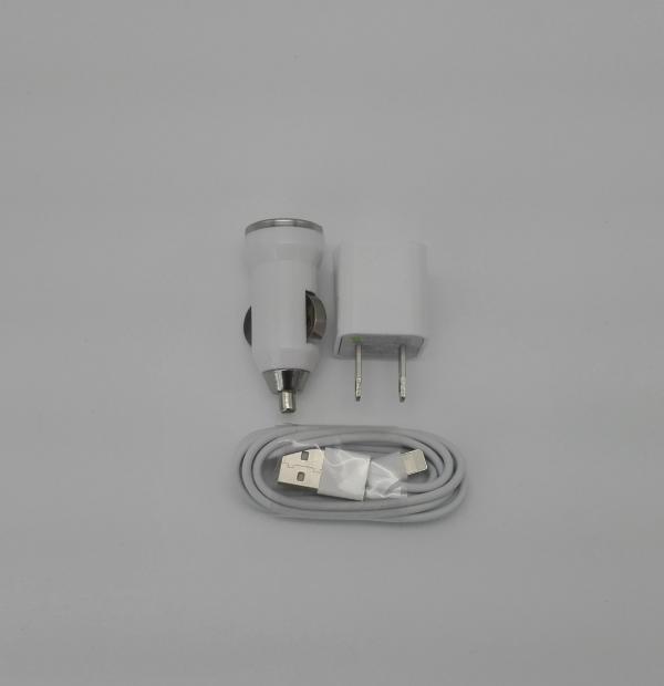 CARGADOR KIT CARRO Y CASA 3 EN 1 IPHONE  5  GENERICO BLANCO
