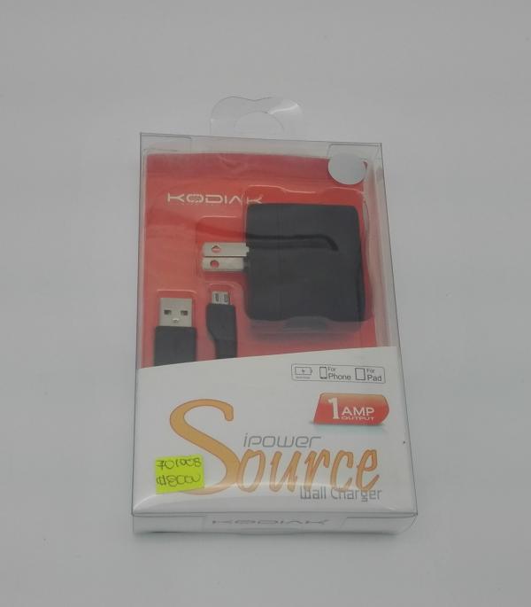 CARGADOR CASA KADIAK 1AMP MICROUSB NEGRO