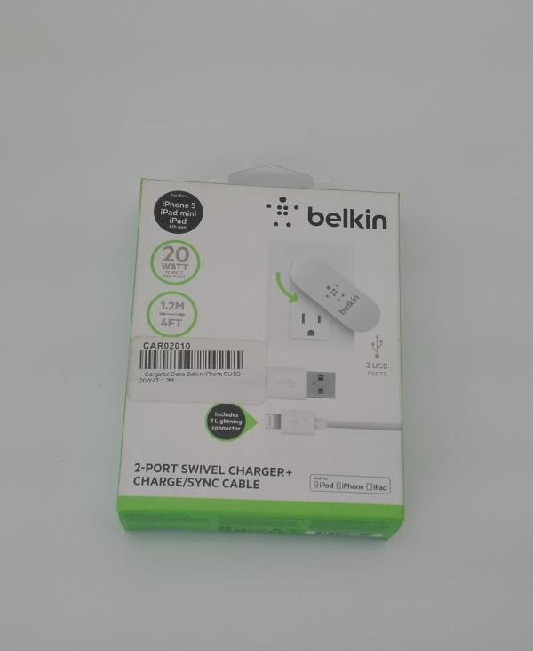 CARGADOR CASA BELKIN IPHONE  5 USB 20WAT 1.2M