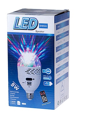 BOMBILLO CON RADIO LUCES LED  SK#42 BLANCO Y COLORES