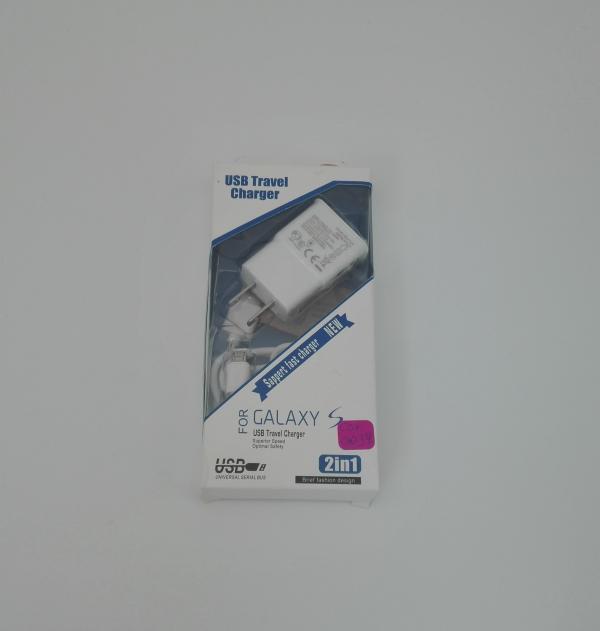 CARGADOR CASA GENERICO 2 EN 1 SAMSUNG GALAXY S BLANCO