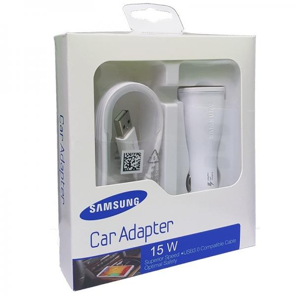 CARGADOR CARRO SAMSUNG 2A CARGA RAPIDA 15 w  USB/MICROUSB BLANCO