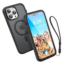 ESTUCHE ACRILICO APPEL IPHONE 16 PRO MAX MAGSAFE CON CORREA NEGRO TRANSPARENTE