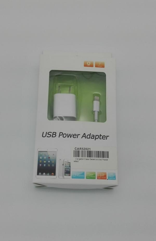 CARGADOR CASA GENERICO USB / LIGTHNING BLANCO