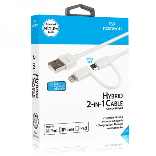 CABLE NAZTECH USB  HYBRID 2 en 1  1.8M