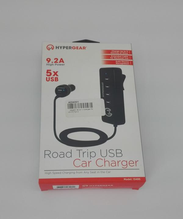 CARGADOR CARRO  5x USB 9.2 ALTO VOLTAJE NEGRO