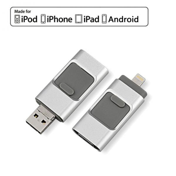 LLAVE MAYA FLASH DRIVE (3EN1) USB/MICROUSB Y LIGHTNING  64 GB GRIS