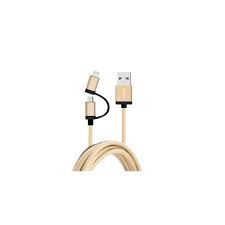 CABLE KODIAK USB (2 EN 1) MICRO USB Y LIGHTNING 2MTS DORADO