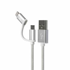 CABLE KODIAK USB  (2 EN 1) MICRO USB Y LIGHTNING 2MTS PLATEADO