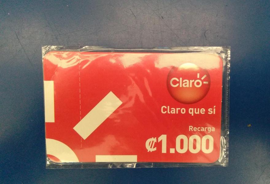 TARJETA RECARGA PREPAGO CLARO 1000 COLONES