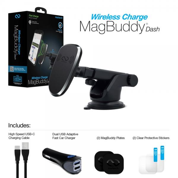 HOLDER NAZTECH MAGBUDDY DASH WIRELESS CHARGER NEGRO