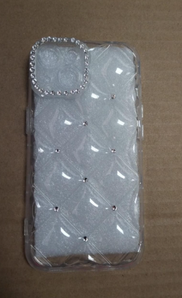 ESTUCHE SILICON APPLE 14 TRANSPARENTE CON PERLAS