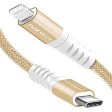 CABLE TIPO C A LIGHTNING  NAZTECH DORADO