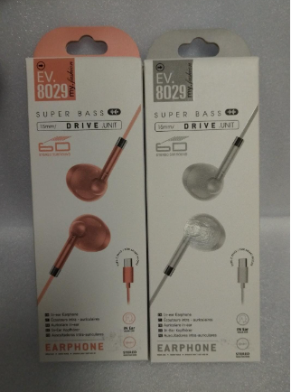 AUDIFONO  SUPER BASS TIPO C EV.8029 GRIS / PALO ROSA