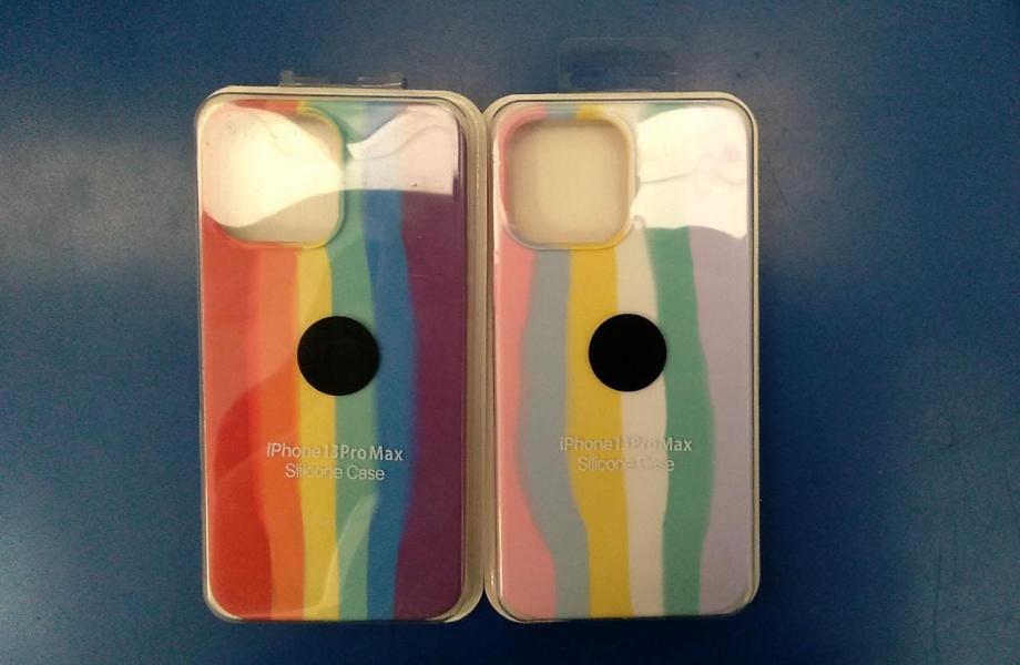 ESTUCHE SILICON APPLE IPHONE 13 PRO MAX SIN PROTECCION CAMARA ARCOIRIS
