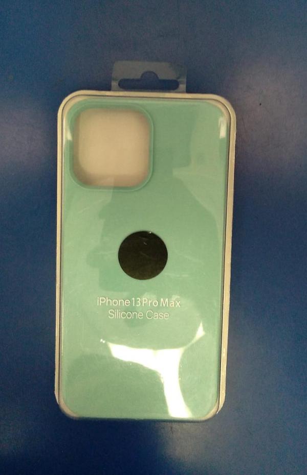 ESTUCHE SILICON IPHONE 13 PRO MAX VERDE MENTA/CREMA/NEGRO