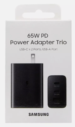 ADAPTADOR SAMSUNG TRIPLE 65W USB-C x 2 puerto NEGRO