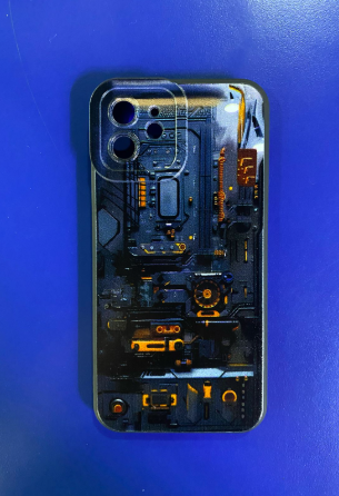 ESTUCHE IPHONE 11 AZUL Y NARANJA