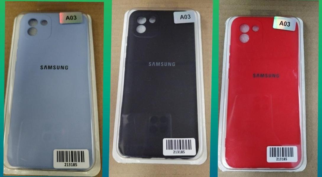 ESTUCHE SILICON ORIGINAL SAMSUNG GALAXY A03 ROJO/LILA/NEGRO