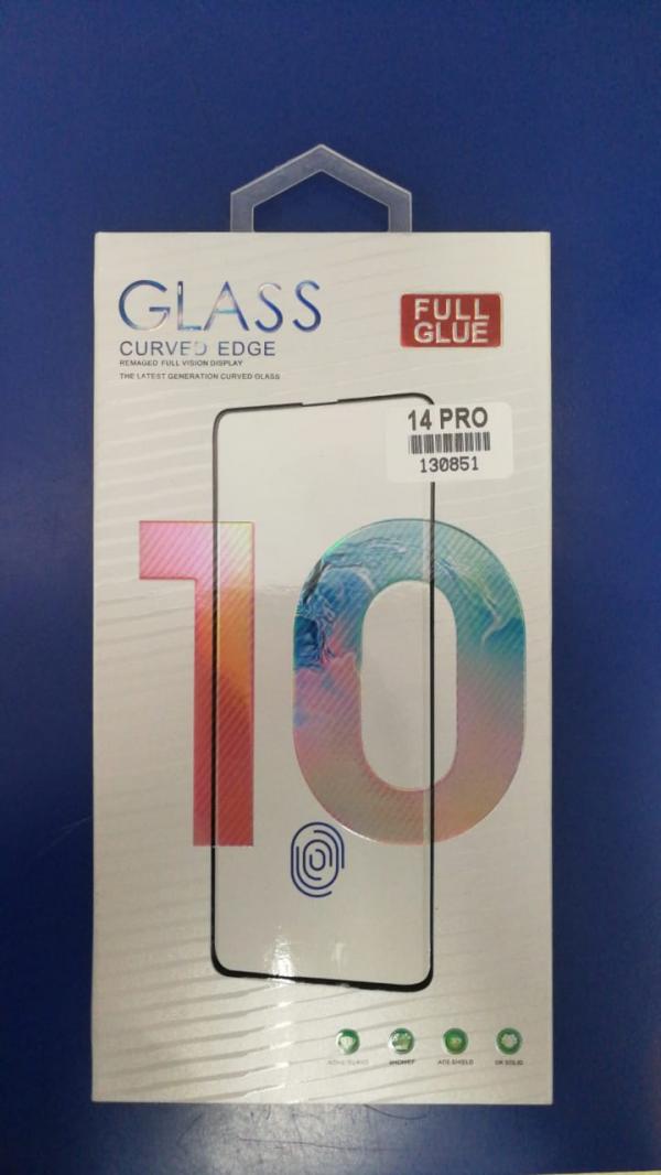 PROTECTOR TEMPERADO CURVO APPLE IPONE 14  PRO 10D TRANSPARENTE
