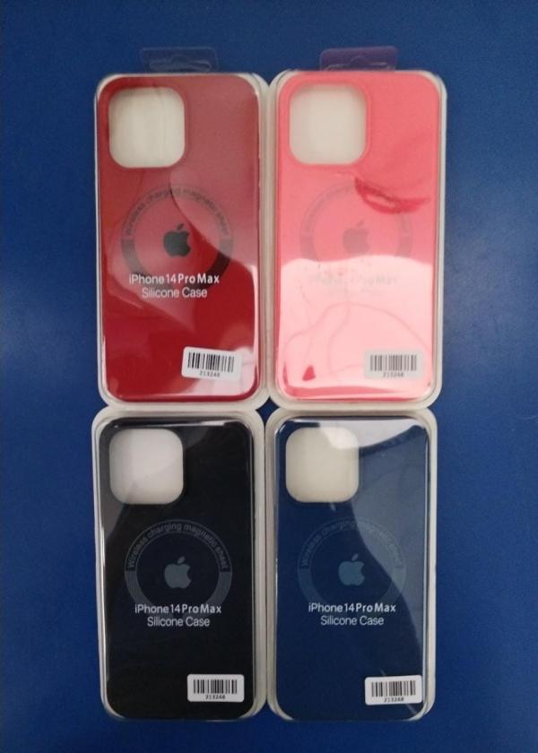 ESTUCHE SILICON  IPHONE 14  PRO MAX MAGSAFE TRANSP/VINO/AZUL/NEGRO/CORAL