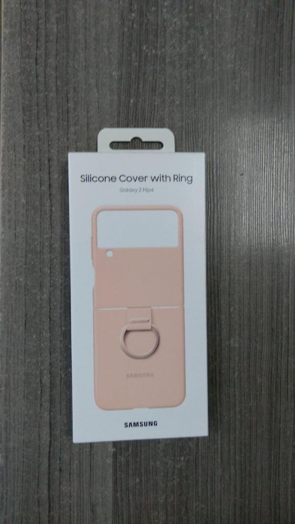 ESTUCHE SAMSUNG Z FLIP 4 SILICON CON ANILLO ROSADO