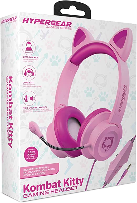 AUDIFONOS HYPERGEAR KOMBAT KITTY GAMING HEADSET ROSADO