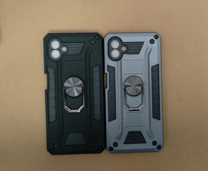 ESTUCHE DOBLE CON ANILLO SAMSUNG A04 GRIS / NEGRO