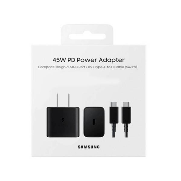 CARGADOR SAMSUNG 45W CARGA RAPIDA CON CABLE TIPO C - C  1.8mts /5A NEGRO