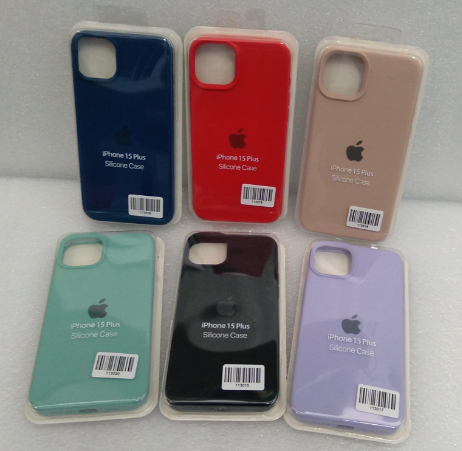 ESTUCHE SILICON APPLE IPHONE 15 PLUS   /NEGRO/LILA / AZUL/CREMA/ROJO/VERDE MENTA