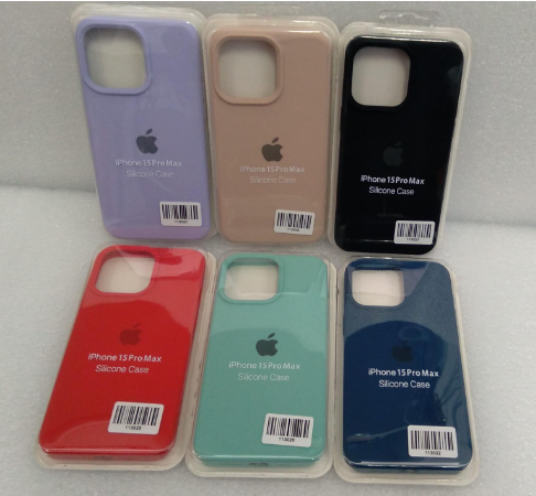 ESTUCHE SILICON APPLE IPHONE 15 PRO MAX /NEGRO/LILA / AZUL/CREMA/ROJO/VERDE MENTA