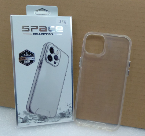 ESTUCHE SILICON IPHONE 15 PLUS SPACE TRANSPARENTE