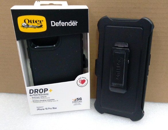 ESTUCHE ACRILICO IPHONE 15 PRO MAX OTTER DEFENDER NEGRO