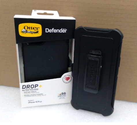 ESTUCHE ACRILICO IPHONE 15 PLUS OTTER DEFENDER NEGRO