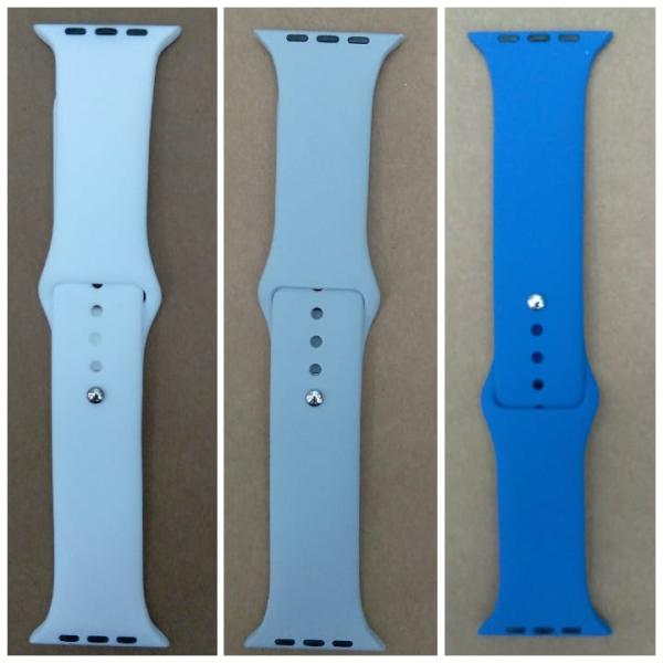 BRAZALETE SILICON LISO APPLE WATCH 42/44/45/49  MM AZUL/GRIS/BLANCO