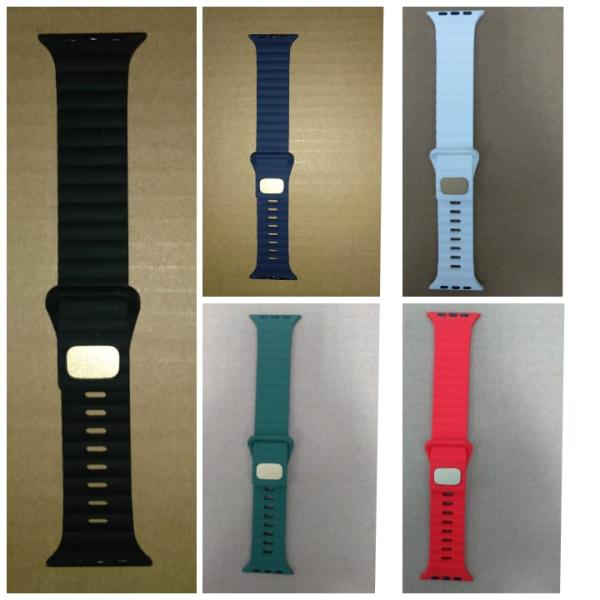 BRAZALETE SILICON APPLE WATCH 42/44/45/49  MM BLANCO/NEGRO/ROJO/VERDE/AZUL