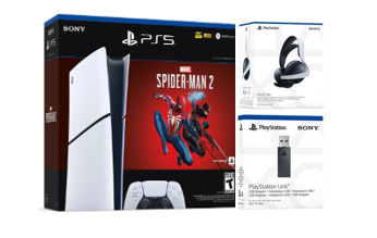COMBO CONSOLA PS5 SLIM DIGITAL SPIDER-MAN 1TB + AURICULAR PULSE ELITE + ADAPTADOR USB