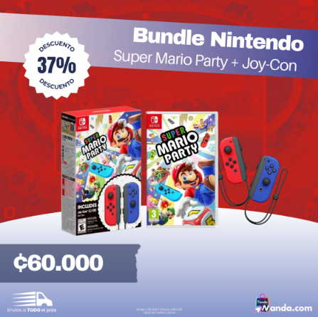CONTROL NINTENDO SWITCH JOY CON BUNDLE + GAME MARIO PARTY ROJO/AZUL