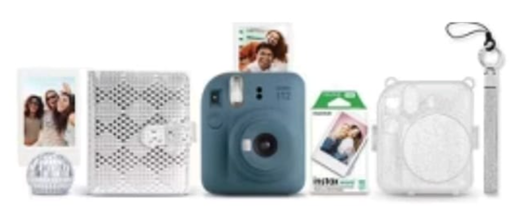 CAMARA DIGITAL MINI 12 CON ESTUCHE, ROLLO Y ALBUN PARA FOTOS AZUL